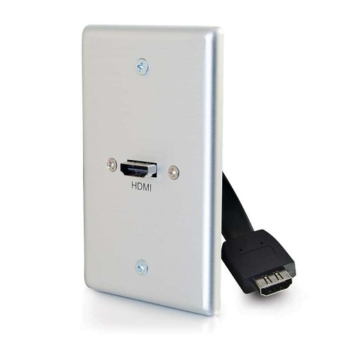 C2G CG39870 HDMI Pass Through Single Gang Wall Plate, Brushed Aluminum