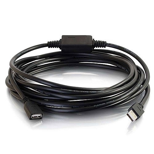 C2G CG39010 USB A Male to Female Active Extension Cable, Plenum, CMP-Rated, 16' (4.9m)