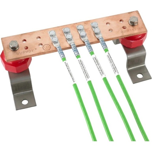Hubbell HGBL06D Grounding and Bonding, Lug, 6 AWG, Double Hole, 1/4" ID Spaced 5/8", 50-Pack