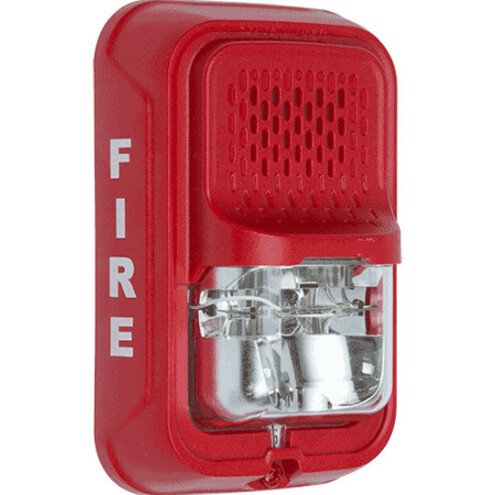System Sensor P2GRL L-Series Indoor Selectable Output Compact Horn Strobe, Wall Mount, 2-Wire, "FIRE" Marking, Red