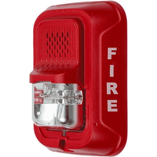 System Sensor P4RL L-Series Indoor Selectable Output Horn Strobe, 4-Wire, Wall Mount, "FIRE" Marking, Red
