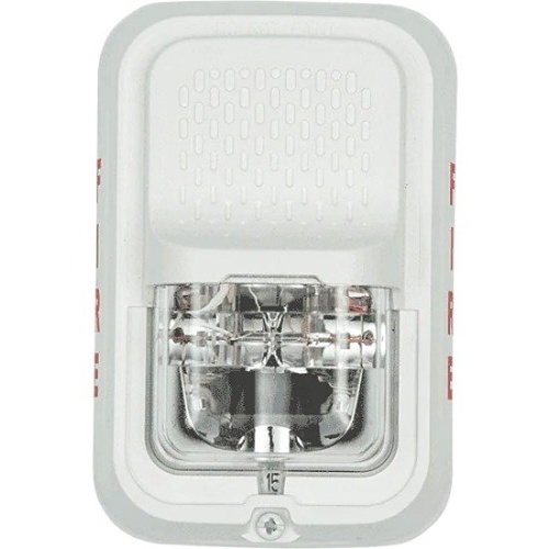 System Sensor SGWL L-Series Indoor Selectable Output Compact Horn Strobe, 2-Wire, Wall Mount, "FIRE" Marking, White