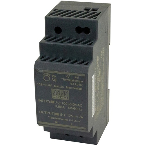 Transition Networks 25165 Industrial DIN Rail Mounted Power Supply, Convection Air Cooling, 12VDC