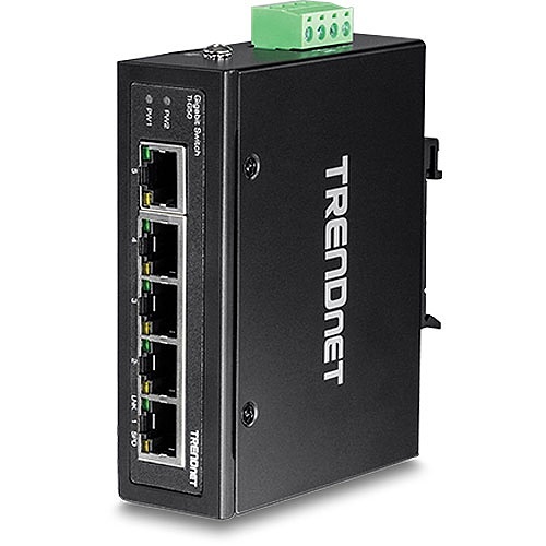 TRENDnet TI-G50 5-Port Hardened Industrial Gigabit DIN-Rail Switch, 10Gbps