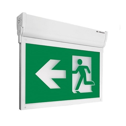 Mircom EL-7008MA Edge-Lit LED Running Man Sign - Aluminum