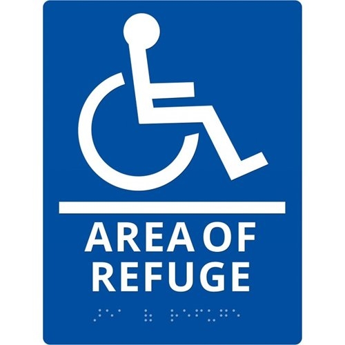 Alpha Area Of Refuge Wall Sign-Blue