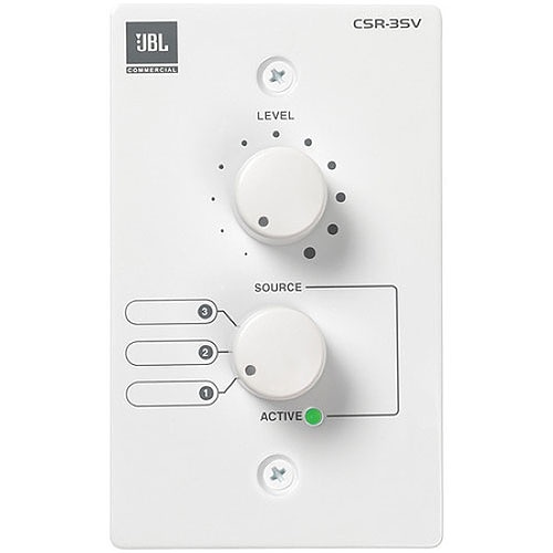 JBL Commercial JBLCSR3SVWHTV In-Wall Volume Control and Source Selector for CSM Mixers, Black