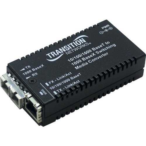 Transition Networks Mini Gigabit Ethernet Media Converter 10/100/1000base-T To 1000base-Sx/Lx