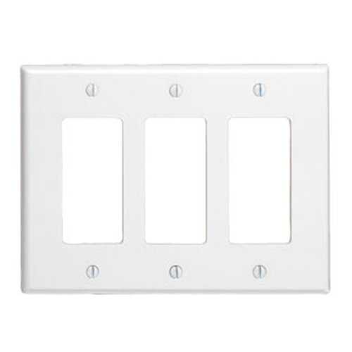 Leviton 80611-00W 3 Gang Decora Style Faceplate