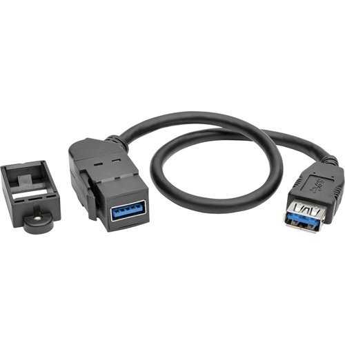 Tripp Lite USB 3.0 Keystone Panel Mount Coupler Cable F/F Angled 1ft