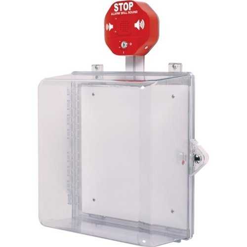 Sti Protective Cabinet - Polycarbonate With Backplate Siren Alarm Key Lock - Clear