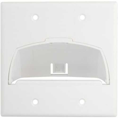 Legrand-On-Q Double Gang Hinged Bullnose Wall Plate, White