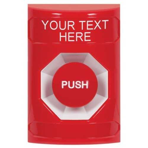 Red Push Button Momentary NO Cover Custom Label