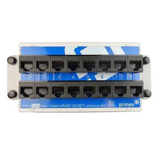 Primex 8-Port Cat6 Data/Voice Module w/RJ45