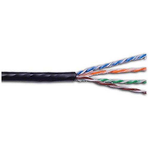 Componetics 5F244UTPM CAT5e Direct Burial Cable, 24/4 Solid Bare Annealed Copper, U/UTP, 1000' (304.8m), Pull Box, Black