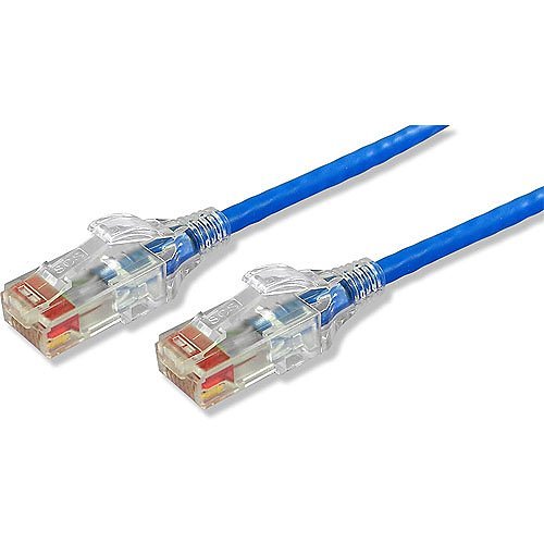 Lynn Electronics OLG20PBLC-050 Optilink+ CAT6 Mini 28AWG PVC Patch Cable with Clear Snagless Boots, 50', Blue