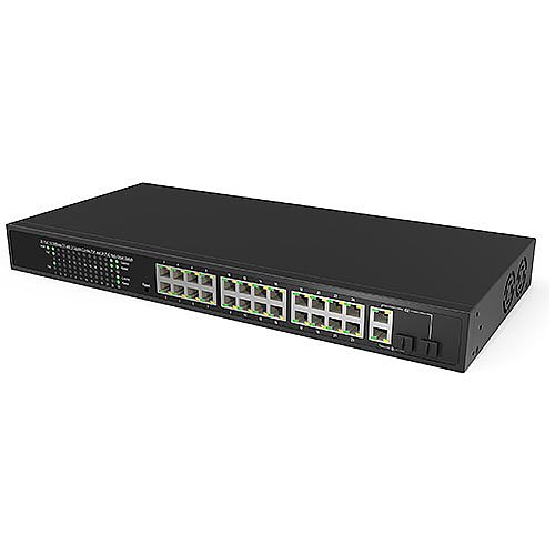 Hanwha EN-SW26M-001 Wisenet Sky Cloud 24-Port Managed POE+ Network Switch, 370W