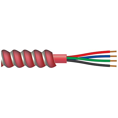 Componetics 334-0318 18/3 Armoured Fire Alarm Cable, Solid BC, U, CSA, FT4, FAS, 105, 1000' (304.8m) Reel, Red